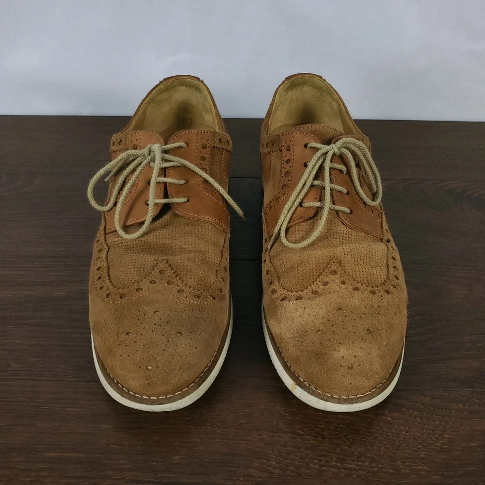Galizio Torresi Made in Italy Brown Suede Shoes Wingtip Oxford Size US 8.5 EU 42